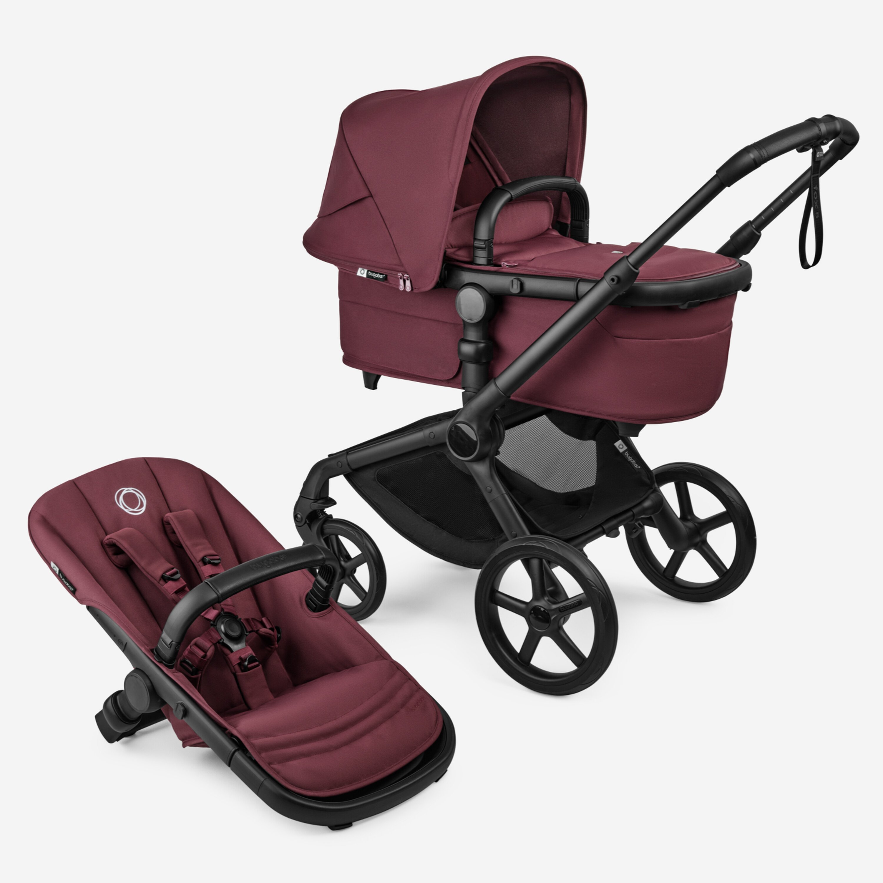 Bugaboo Fox 5 Renew 2in1 vankrikomplekt Black/Dark Cherry/Dark Cherry