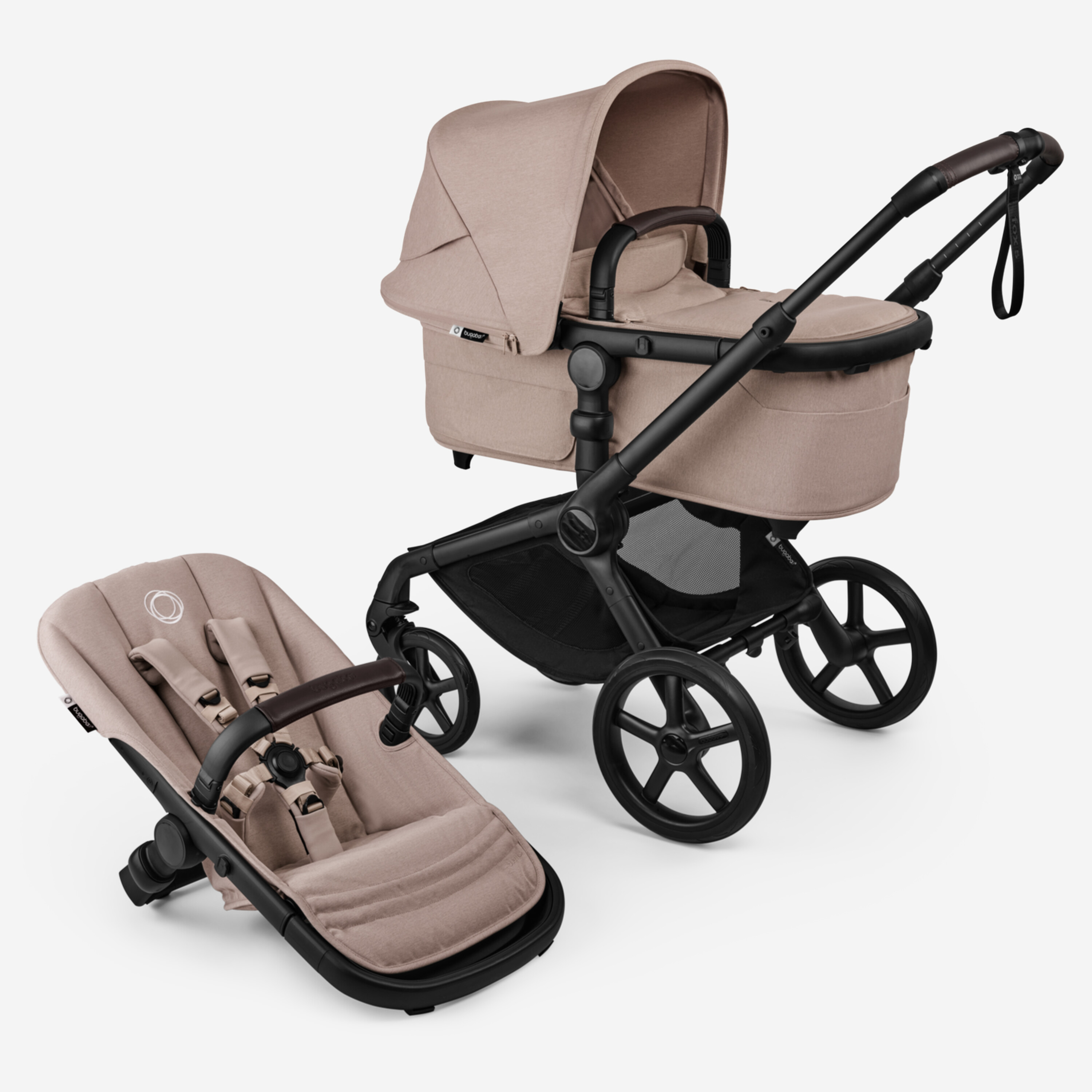 Bugaboo Fox 5 Renew 2in1 vankrikomplekt Black/Desert Taupe Melange/Desert Taupe Melange