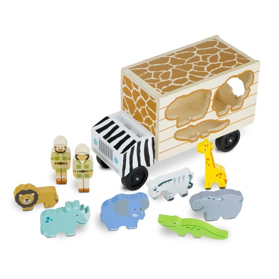 Melissa & Doug puidust safari auto koos loomadega