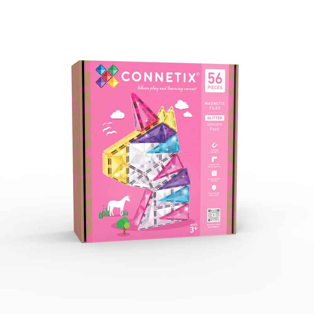 Connetix Glitter Unicorn Pack 56 pc, sädelevad magnetklotsid 