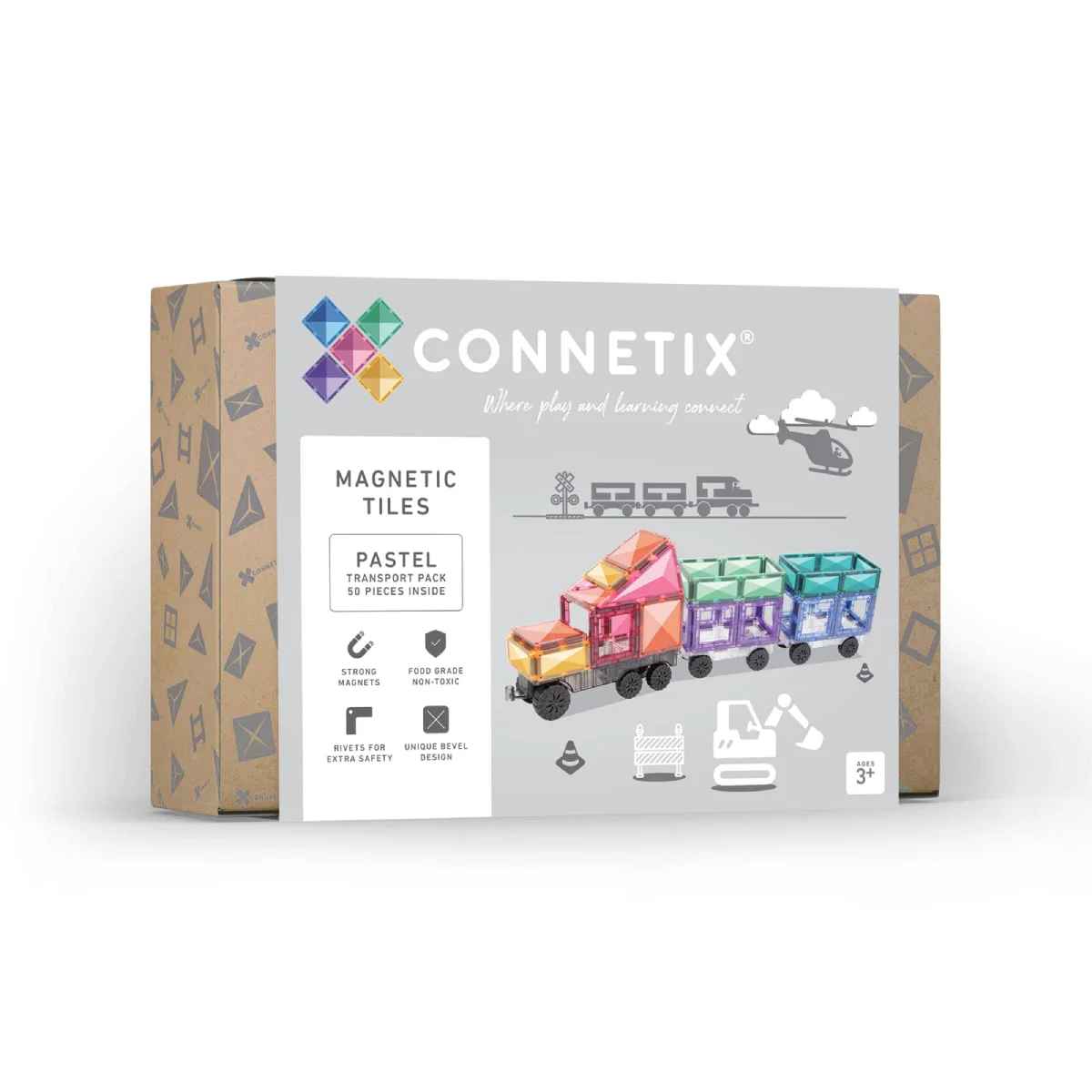 Connetix Pastel magnetilised klotsid 50 tk Rainbow Transport Pack