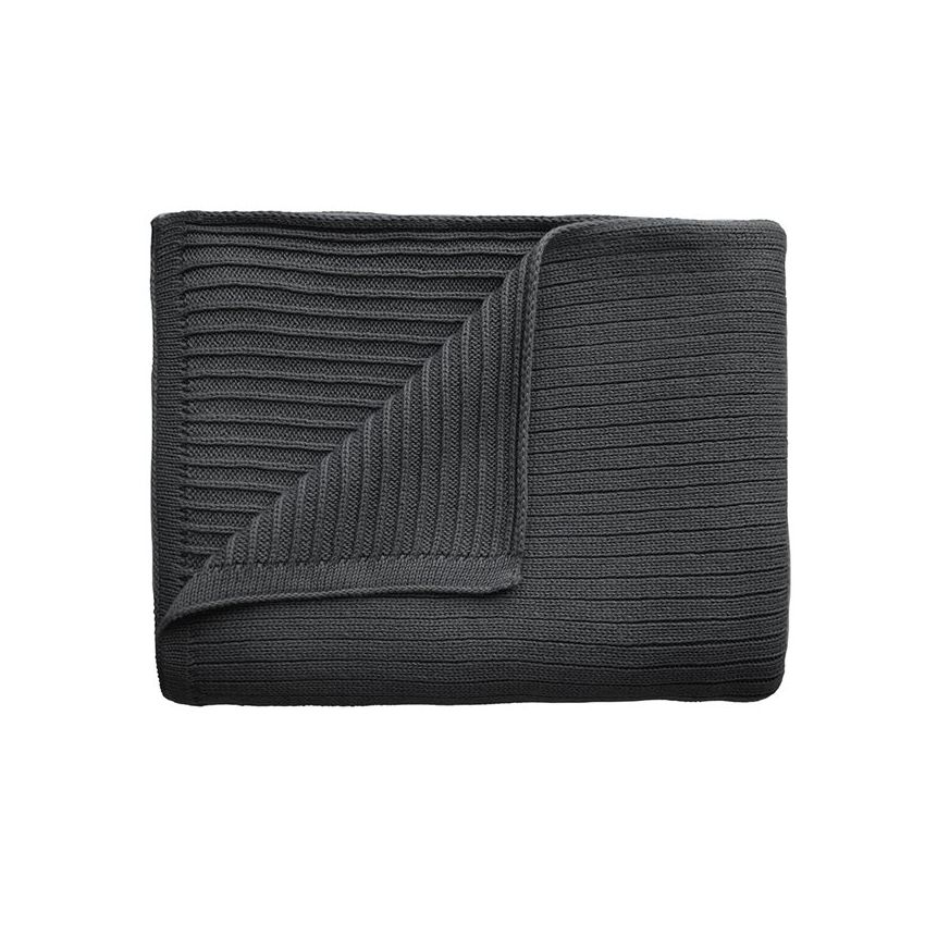 Mushie kootud tekk Ribbed Dark Gray Melange 80x100 cm