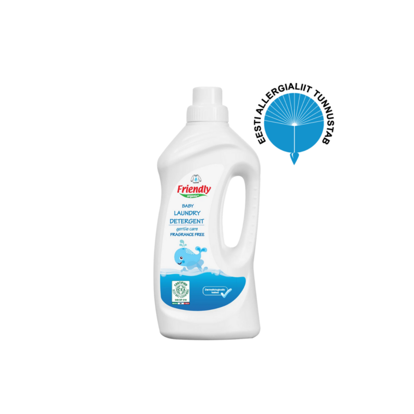 Friendly Organic biolagunev lõhnatu pesugeel allergikute, pere ja beebiriiete pesuks, 1000 ml