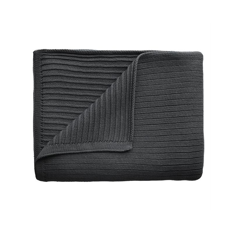 Mushie kootud tekk Ribbed Dark Gray Melange 80x100 cm