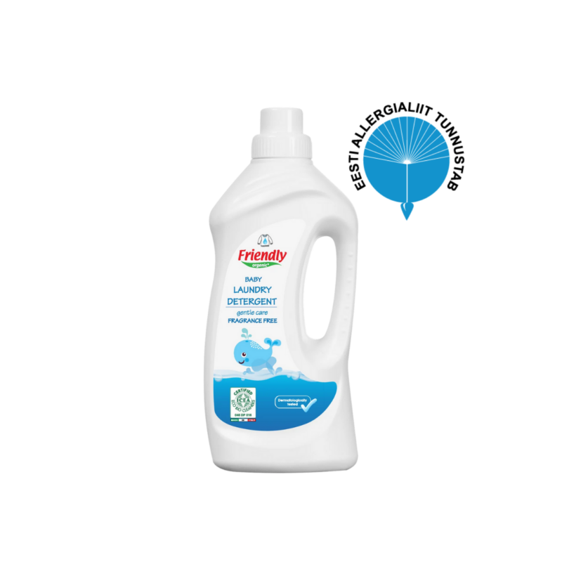 Friendly Organic biolagunev lõhnatu pesugeel allergikute, pere ja beebiriiete pesuks, 1000 ml